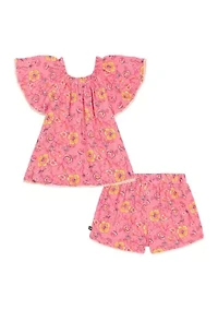 Toddler Girls Flutter Sleeve Top and Shorts Set