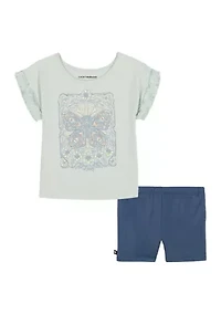 Toddler Girls Graphic T-Shirt and Bike Shorts Set