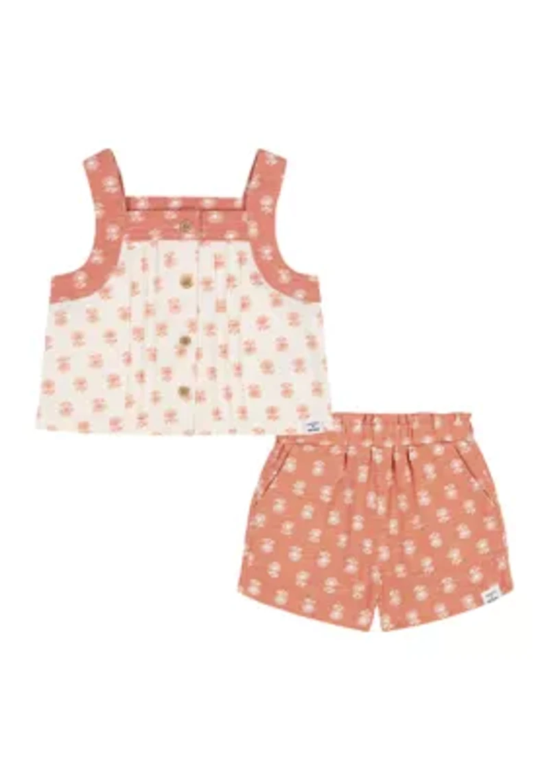 Toddler Girls Printed Tank Top and Shorts Set