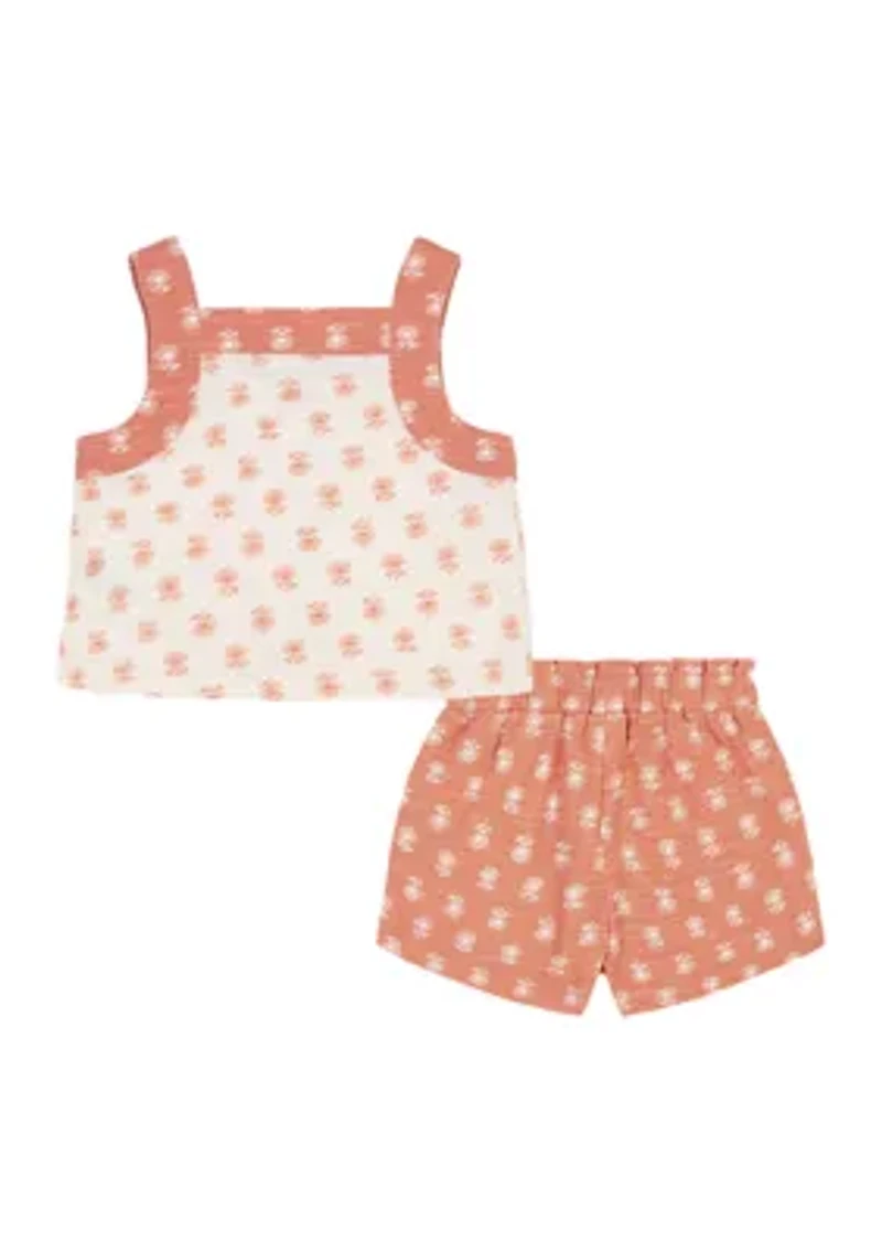 Toddler Girls Printed Tank Top and Shorts Set