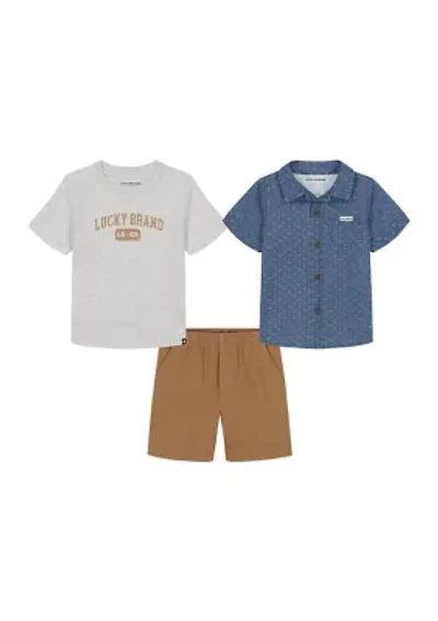 Toddler Boys 3 Piece Woven Shorts Set