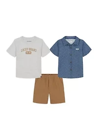 Toddler Boys 3 Piece Woven Shorts Set