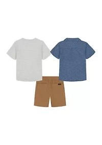 Toddler Boys 3 Piece Woven Shorts Set