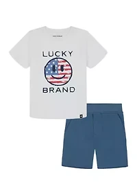 Toddler Boys Patriotic Graphic T-Shirt and Shorts Set