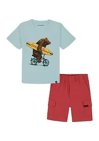 Toddler Boys Bear Graphic T-Shirt and Shorts Set