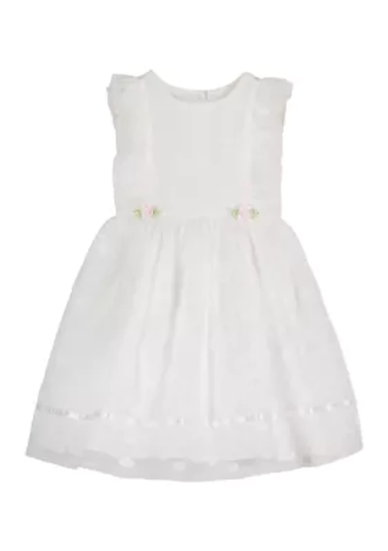 Baby Girls Mesh Dot Ribbon Trim Tess Dress