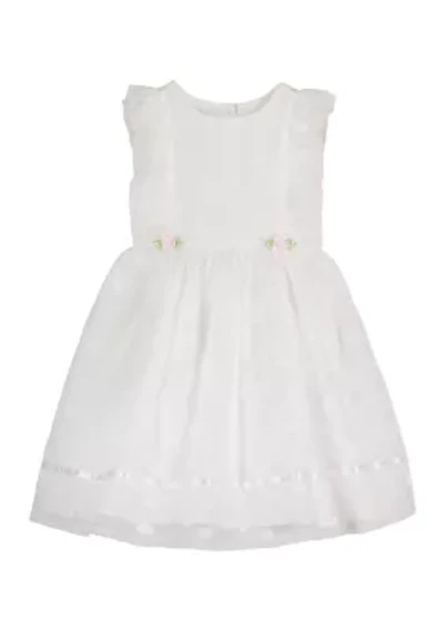 Baby Girls Mesh Dot Ribbon Trim Tess Dress