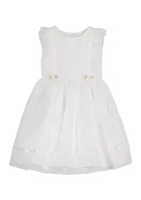 Baby Girls Mesh Dot Ribbon Trim Tess Dress