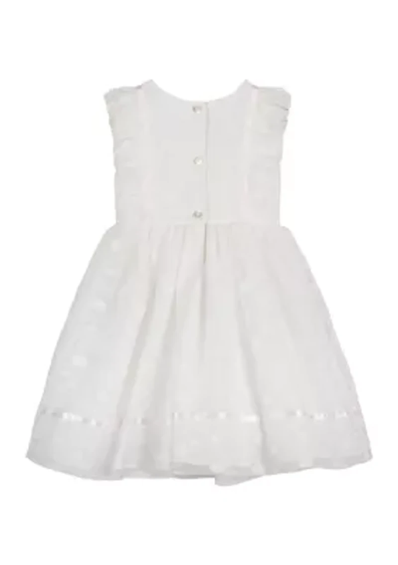 Baby Girls Mesh Dot Ribbon Trim Tess Dress