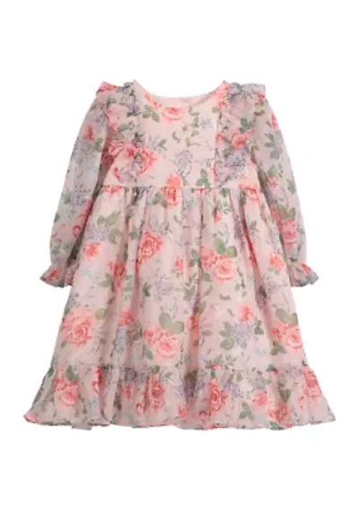 Baby Girls Ruffle Front Floral Printed Dress
