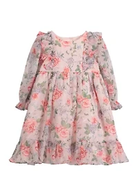 Baby Girls Ruffle Front Floral Printed Dress