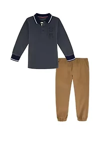 Toddler Boys Polo Shirt and Rugby Pants Set