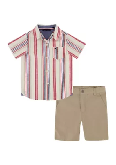 Toddler Boys Woven Shirt and Shorts Set