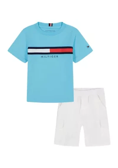 Toddler Boys Woven T-Shirt and Shorts Set