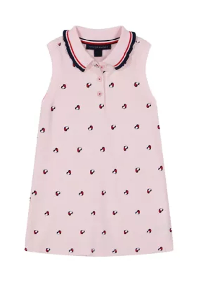 Toddler Girls Piqué Heart Printed Flag Dress