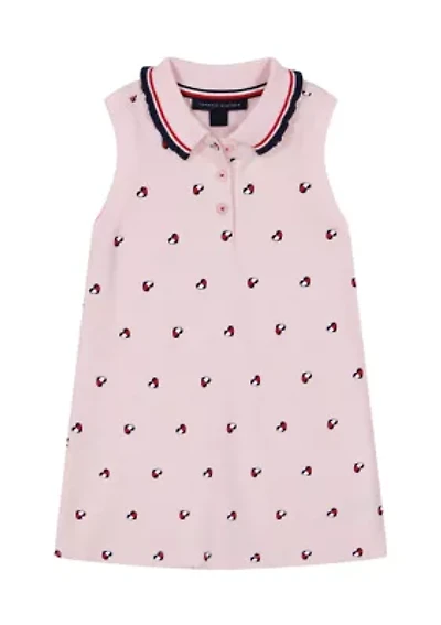 Toddler Girls Piqué Heart Printed Flag Dress