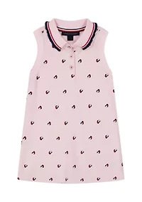 Toddler Girls Piqué Heart Printed Flag Dress