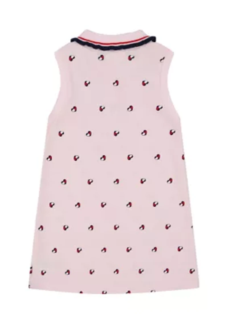 Toddler Girls Piqué Heart Printed Flag Dress