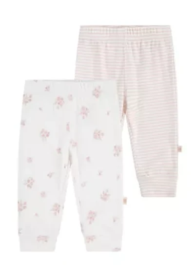 Baby Girls Printed and Solid Pants - 2 Pack