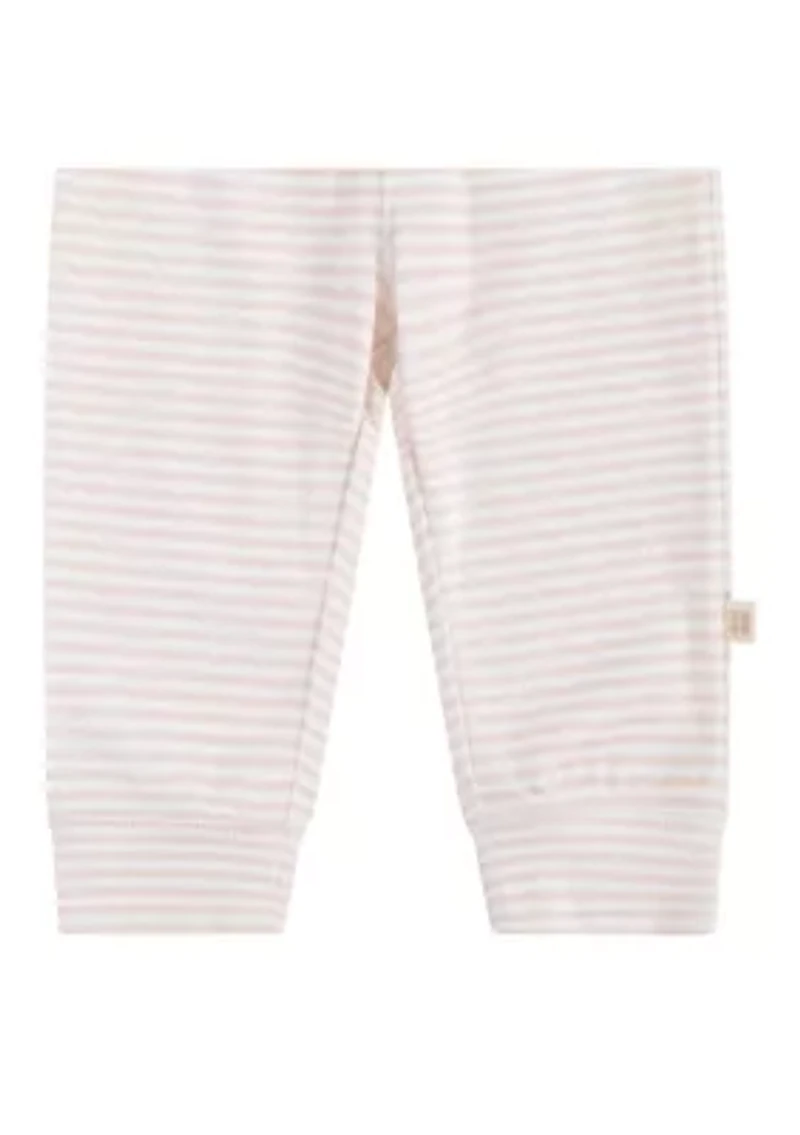 Baby Girls Printed and Solid Pants - 2 Pack