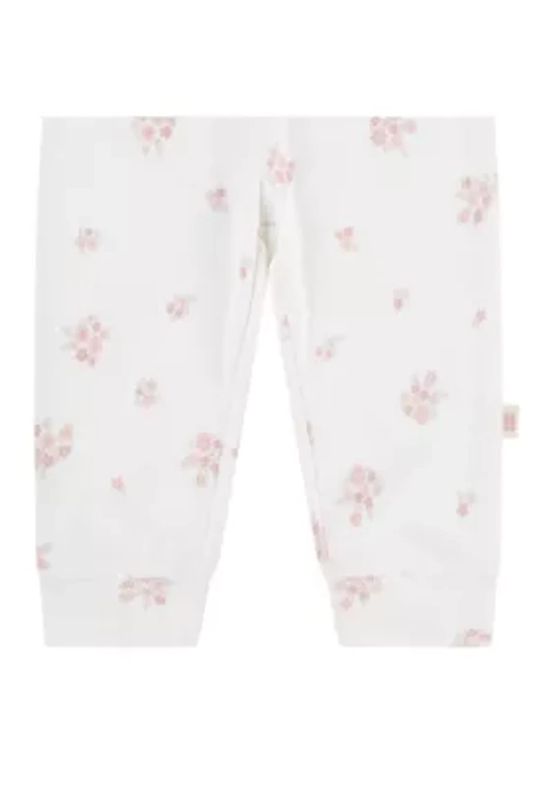 Baby Girls Printed and Solid Pants - 2 Pack