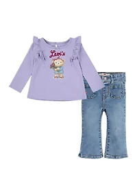 Baby Girls  T-Shirt and Flare Jeans Set