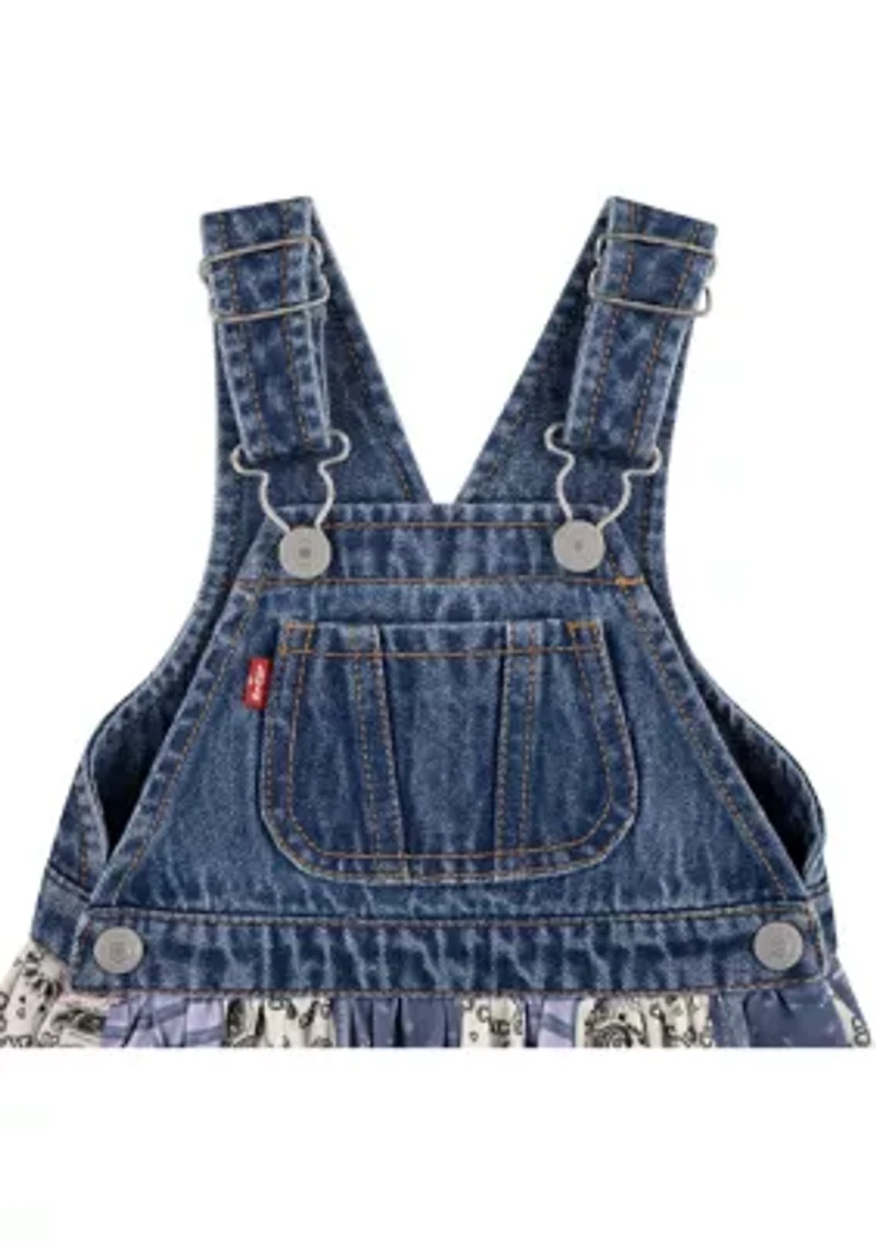 Baby Girls Printed Denim Skirtall and Bodysuit Set