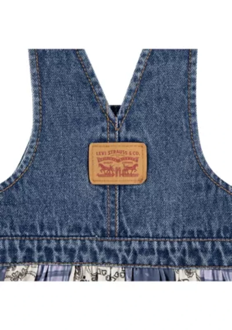 Baby Girls Printed Denim Skirtall and Bodysuit Set