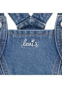 Baby Girls Printed Pinafore Bodysuit and Denim Skirtall Set