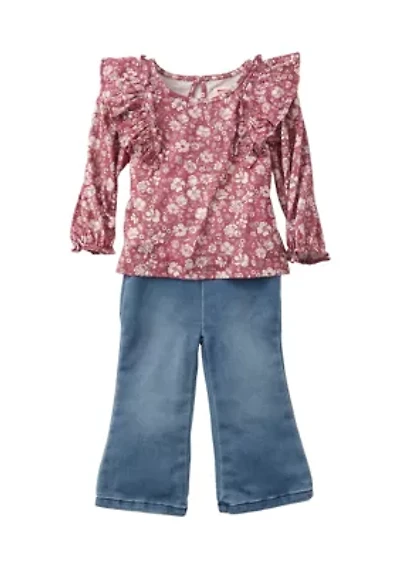 Baby Girls Floral Printed Top and Pants Set