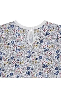 Baby Girls Rolled Cuff Shortall and Printed Bodysuit Set