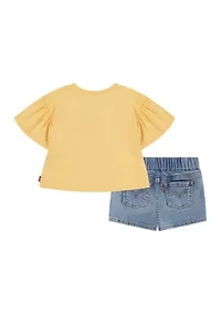 Baby Girls Flutter Sleeve T-Shirt and Shorts Set