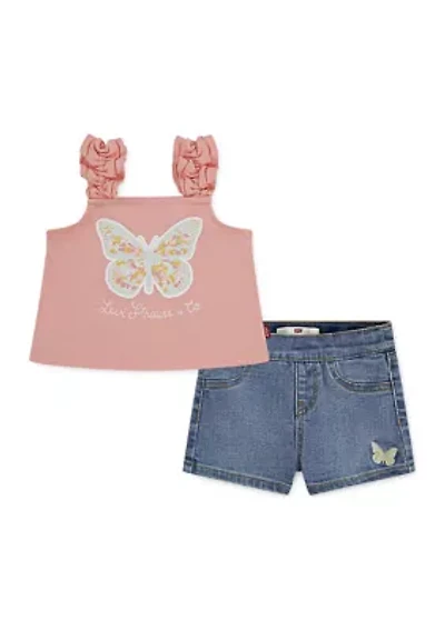 Baby Girls Ruffle Strap Tank and Short Set