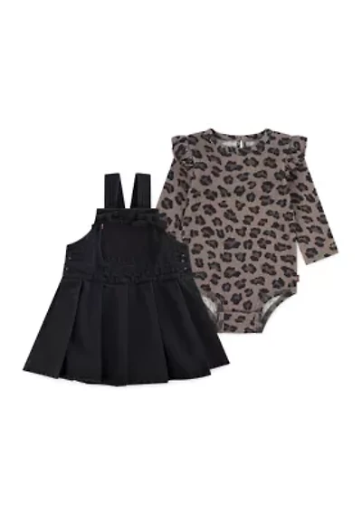 Baby Girls Pleated Animal Print Skirtall Set