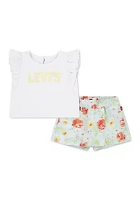 Baby Girls Knit Top and Floral Skort Set