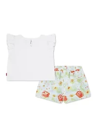 Baby Girls Knit Top and Floral Skort Set
