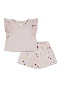 Baby Girls Knit Top Ditsy Skort Set