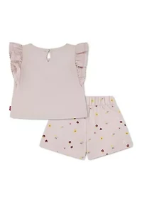 Baby Girls Knit Top Ditsy Skort Set