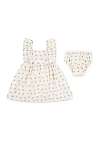 Baby Girls Floral Dress and Diaper Cover
