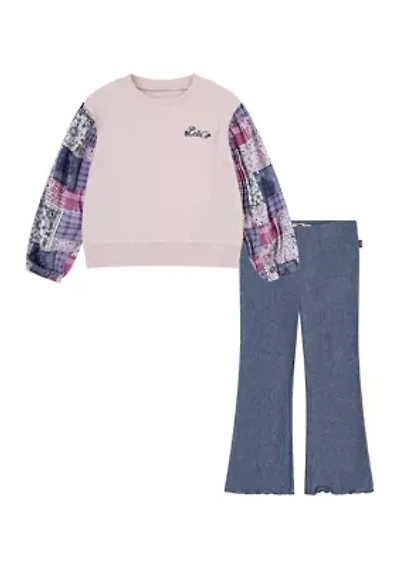 Toddler Girls Crew Neck T-Shirt and Flared Pants