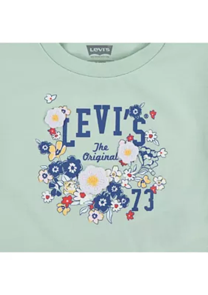 Toddler Girls Graphic Flutter Sleeve T-Shirt and Denim Shorts Set