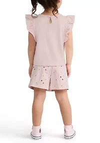 Toddler Girls Knit Top and Ditsy Skort Set