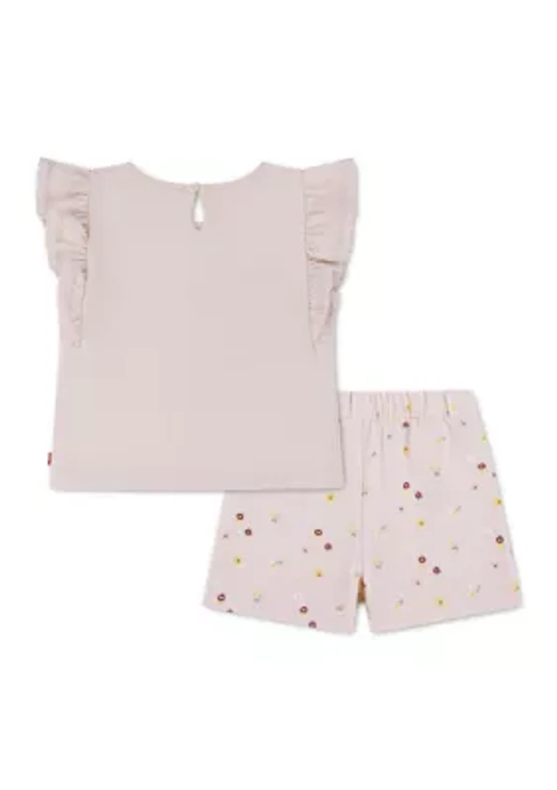Toddler Girls Knit Top and Ditsy Skort Set