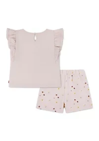 Toddler Girls Knit Top and Ditsy Skort Set