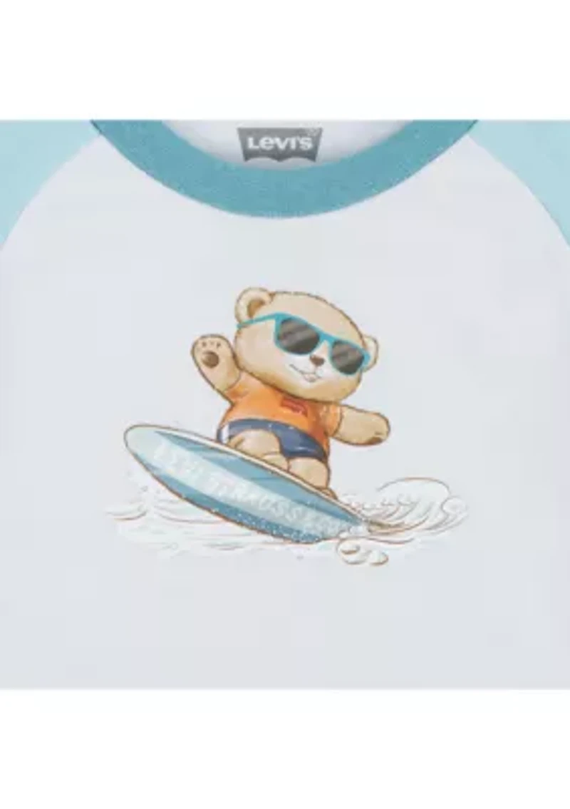 Baby Boys Short Sleeve Surfing Bear Graphic T-Shirt and Shorts Set