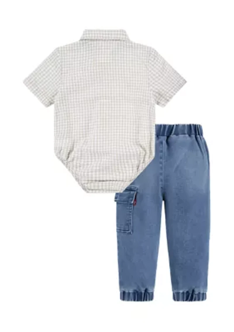 Baby Boys Gingham Bodysuit and Jogger Pants Set
