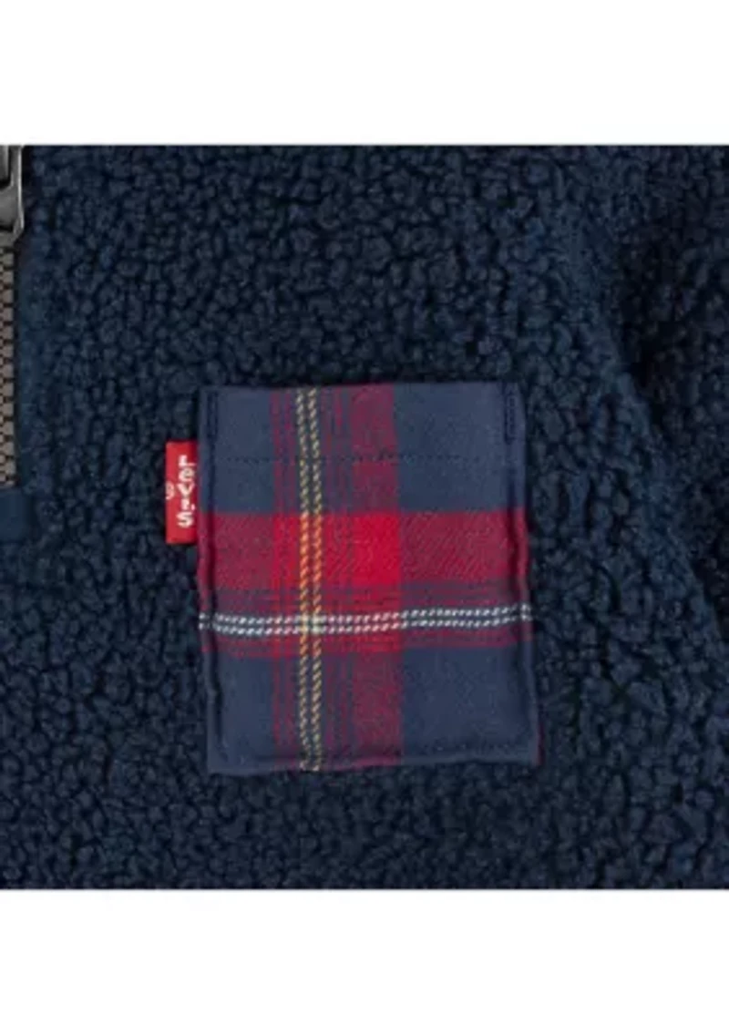 Baby Girls Plaid Sherpa Quarter Zip Set