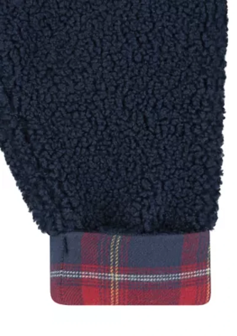 Baby Girls Plaid Sherpa Quarter Zip Set