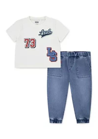 Baby Boys Varsity Patch T-Shirt and Pull On Joggers Set