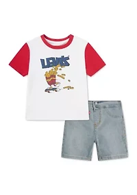 Baby Boys Fry Guy Skater Shirt and Denim Shorts Set